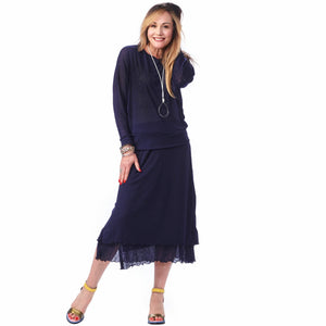 Gauze Straight Skirt With Slit