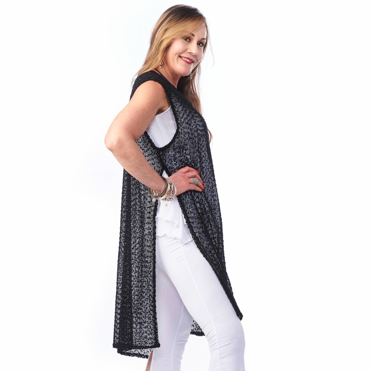 Mesh High Slit Mesh Coverup