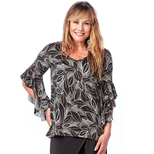V-Neck Ruffle Sleeve Top