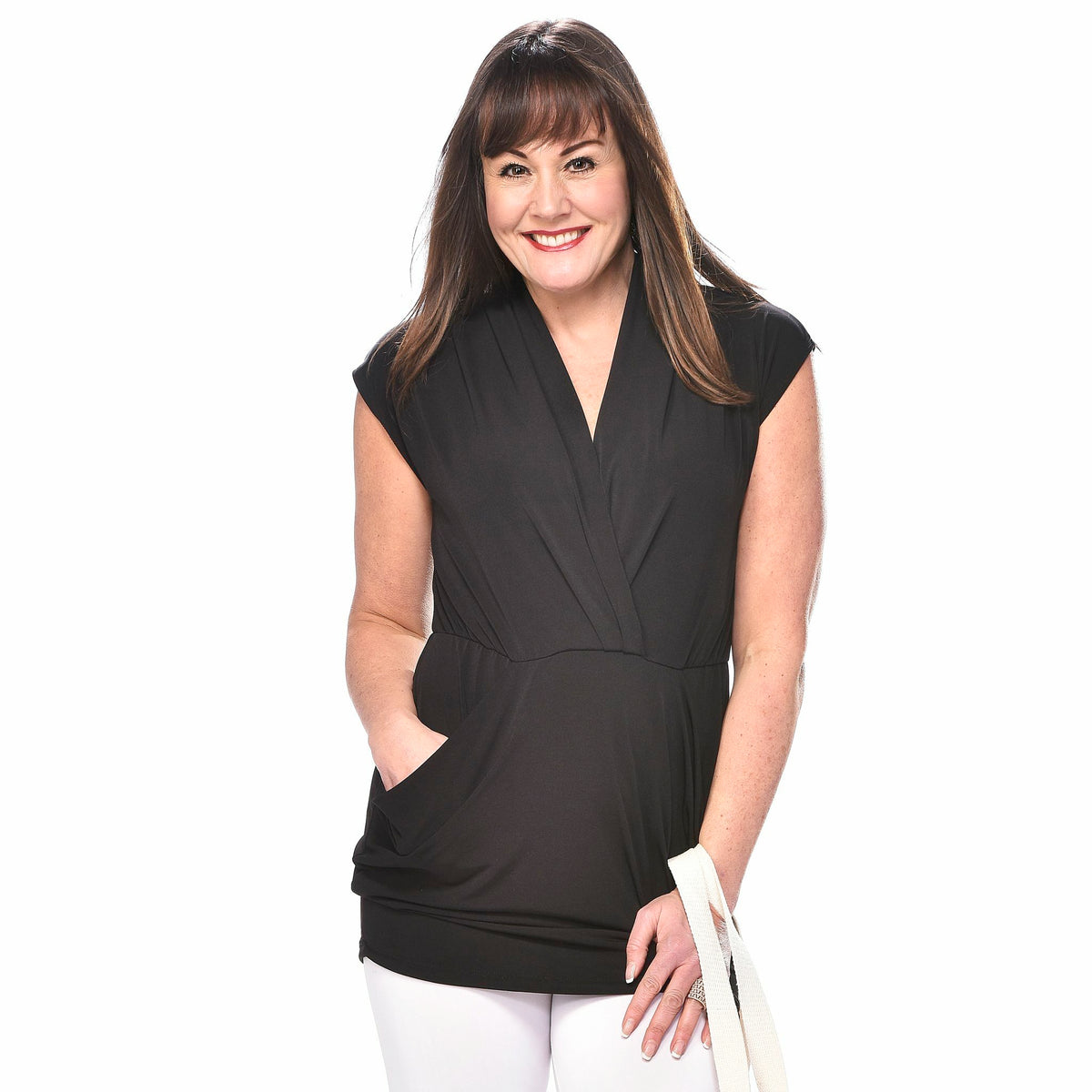 Pocketed Surplice Top