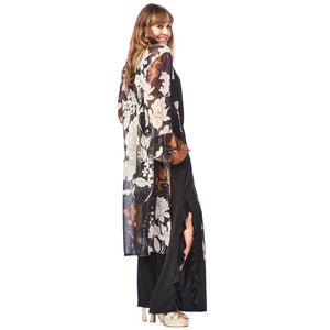 Chiffon Ruffle Sleeve Kimono