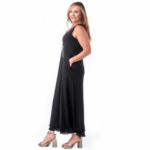 Gauze Long Pocketed Layered Dress