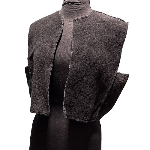 Cropped Sherpa Fleece Vest with Scarf