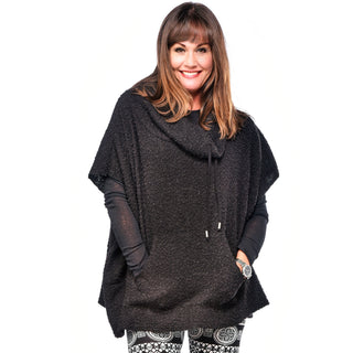 Boucle Poncho with Drawstring