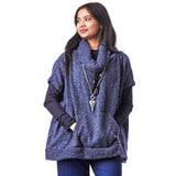 Boucle Pocketed Drawstring Poncho