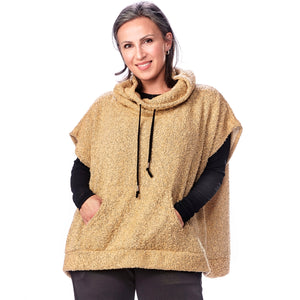 Boucle Pocketed Drawstring Poncho
