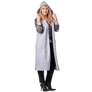 Wool Midi Hooded Vest with Pockets