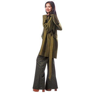 Wool Hooded Wrap Coat