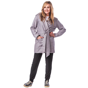 Wool Hooded Wrap Coat