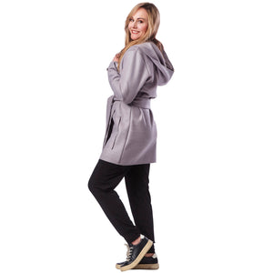 Wool Hooded Wrap Coat
