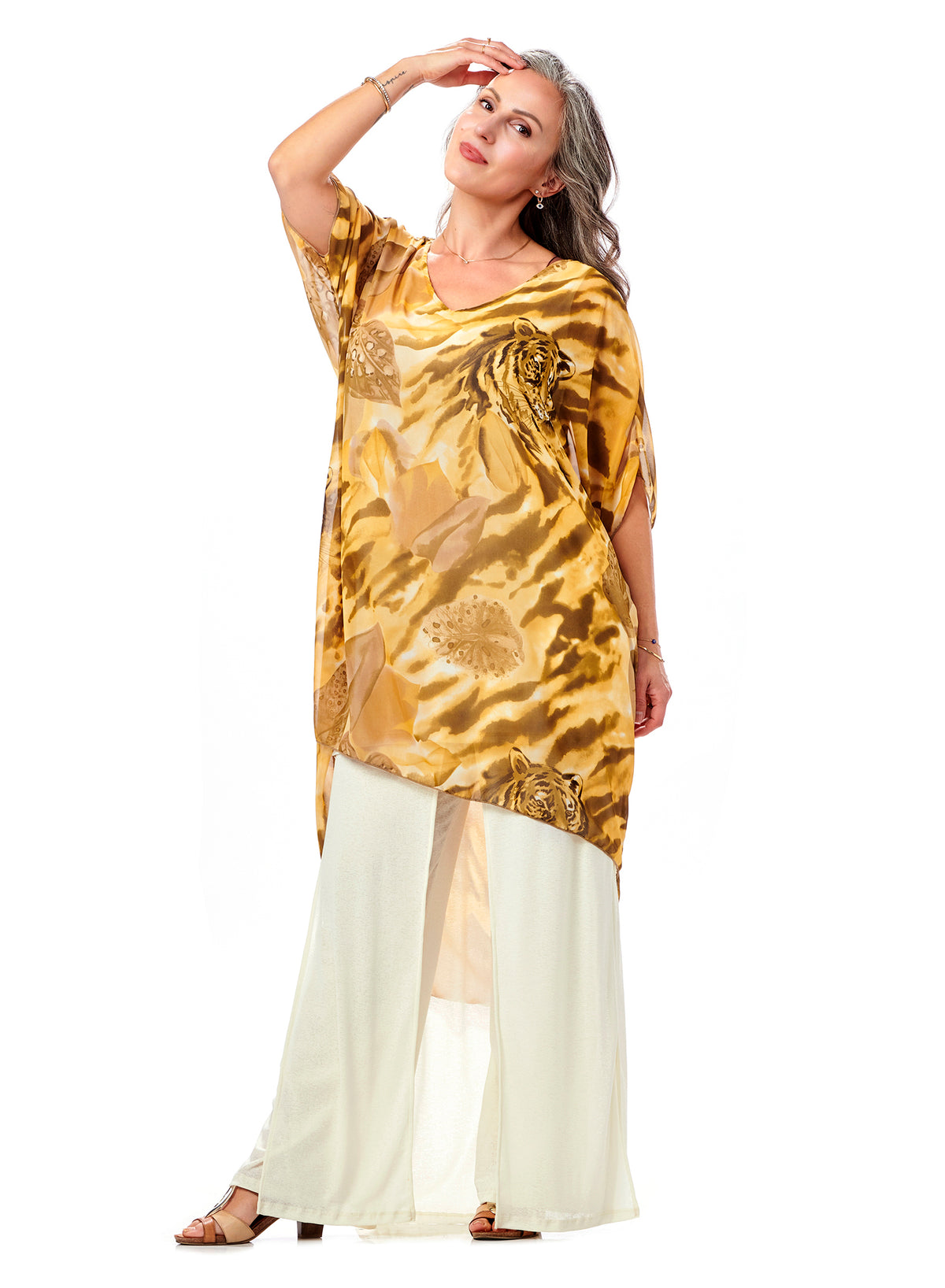 Chiffon Lined Caftan Dress