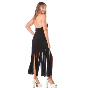 Fringe Hemmed Halter Dress