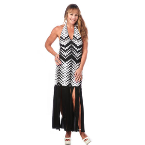 Fringe Hemmed Halter Dress