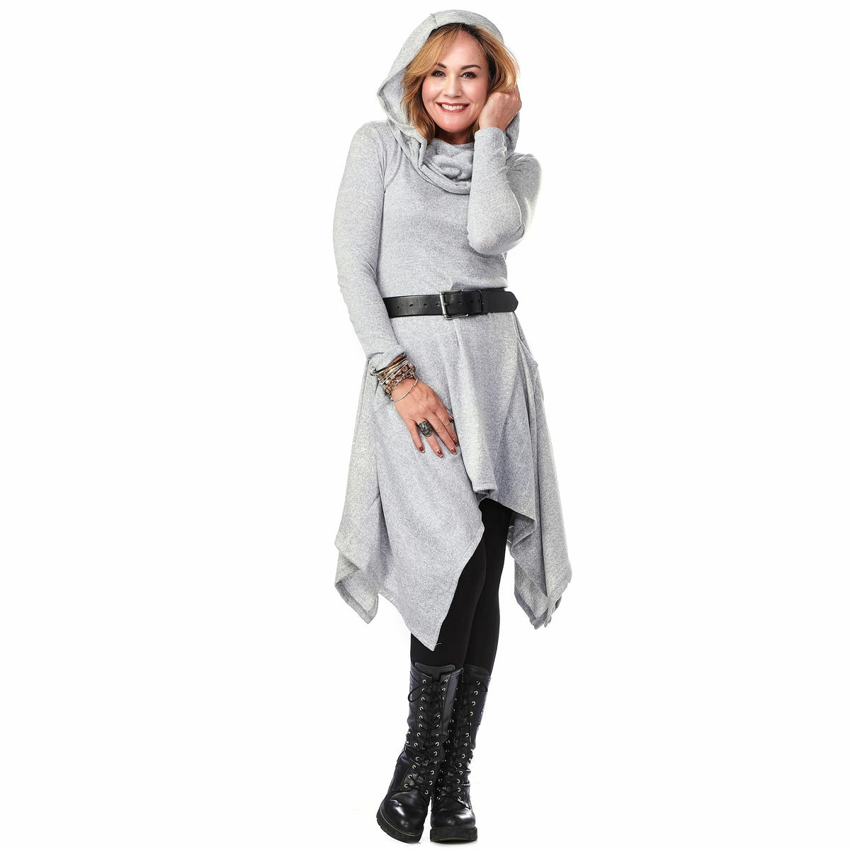 Wool Large Collar Tunic Dress