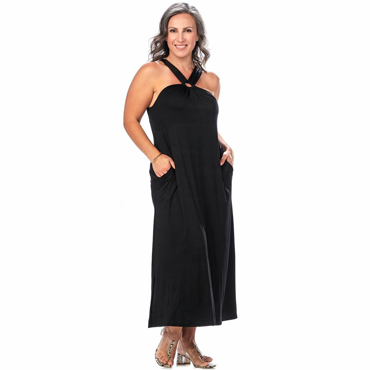 Ring Neck Pocketed Bra Cup Dress