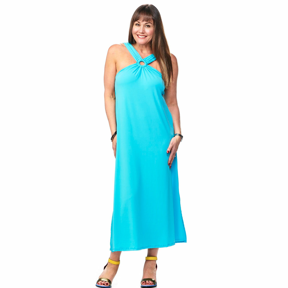 Ring Neck Pocketed Bra Cup Dress