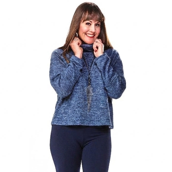 Long-Sleeve Cowl Neck Knit Sweater