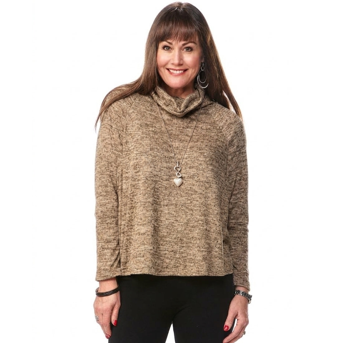 Long-Sleeve Cowl Neck Knit Sweater