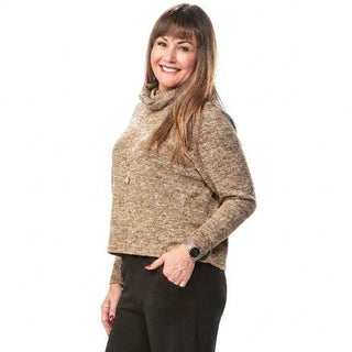 Long-Sleeve Cowl Neck Knit Sweater