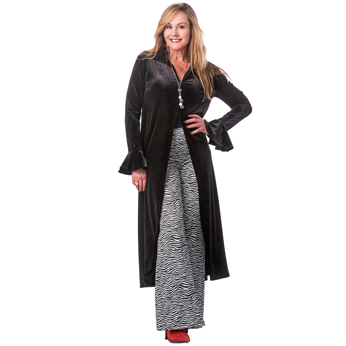 Velvet Ruffle Sleeve Maxi Capelet