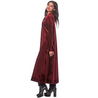 Velvet Ruffle Sleeve Maxi Capelet