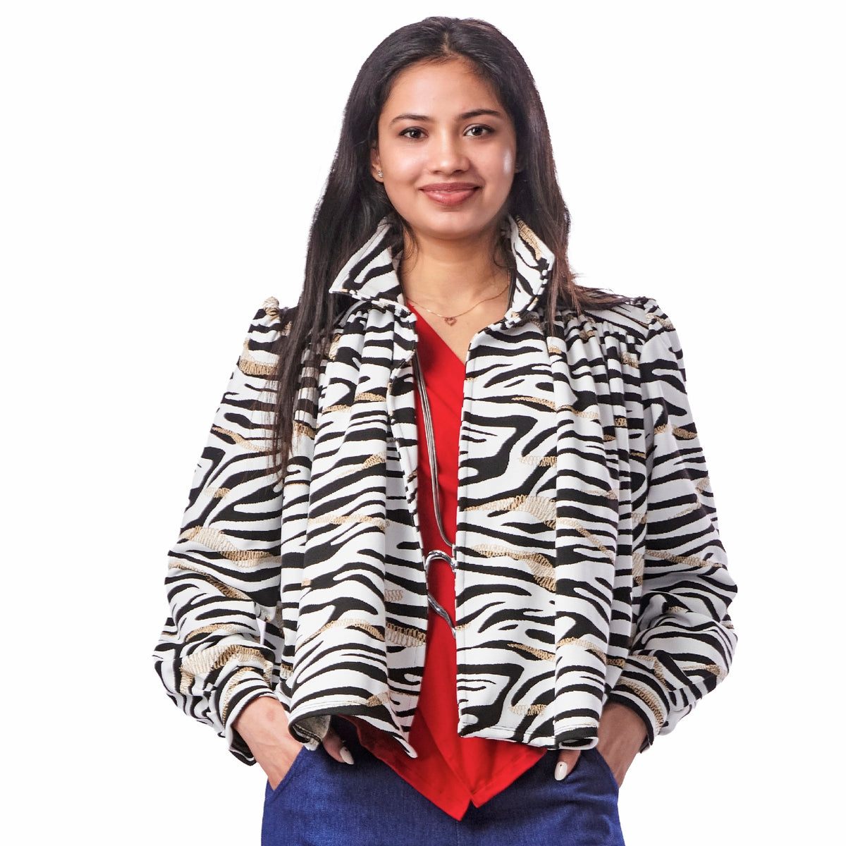 Pleated Crop Blazer