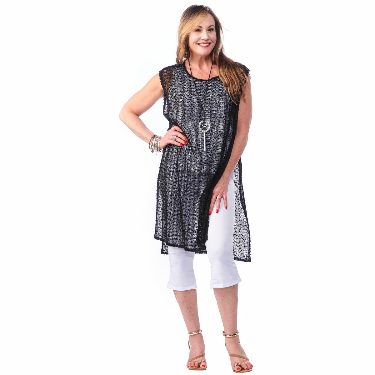 Mesh High Slit Mesh Coverup