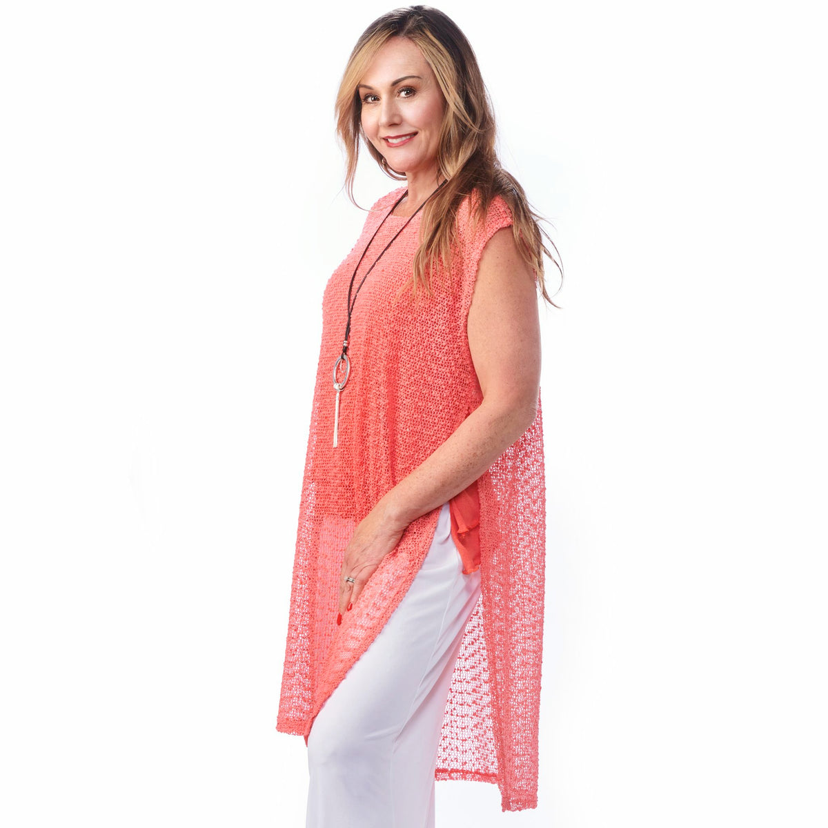 Mesh High Slit Mesh Coverup