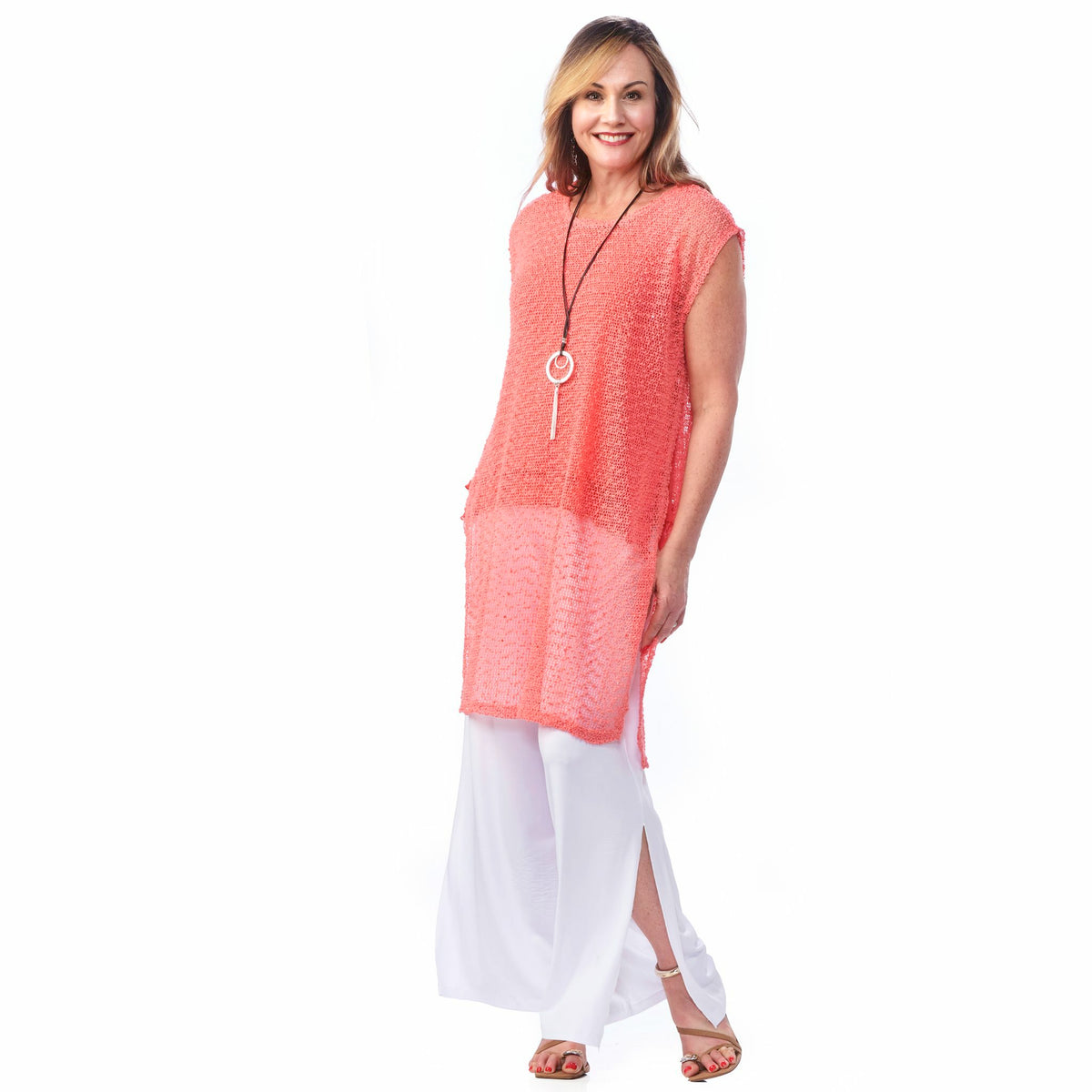 Mesh High Slit Mesh Coverup