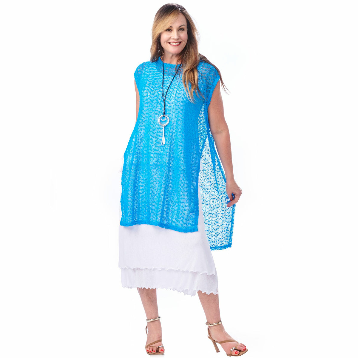 Mesh High Slit Mesh Coverup