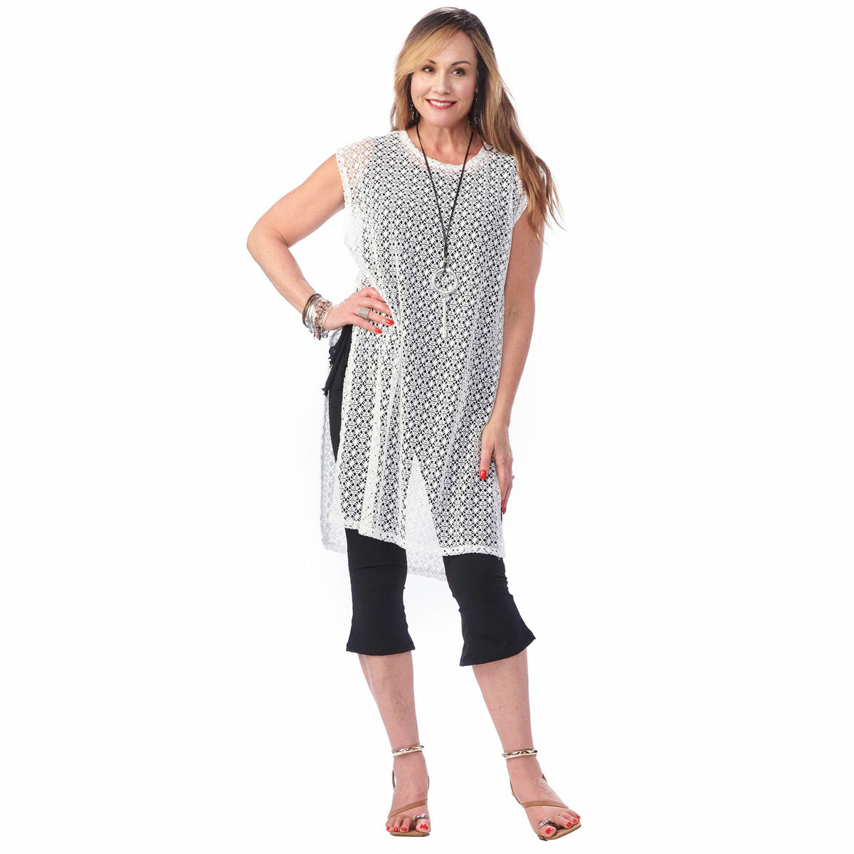 Mesh High Slit Mesh Coverup