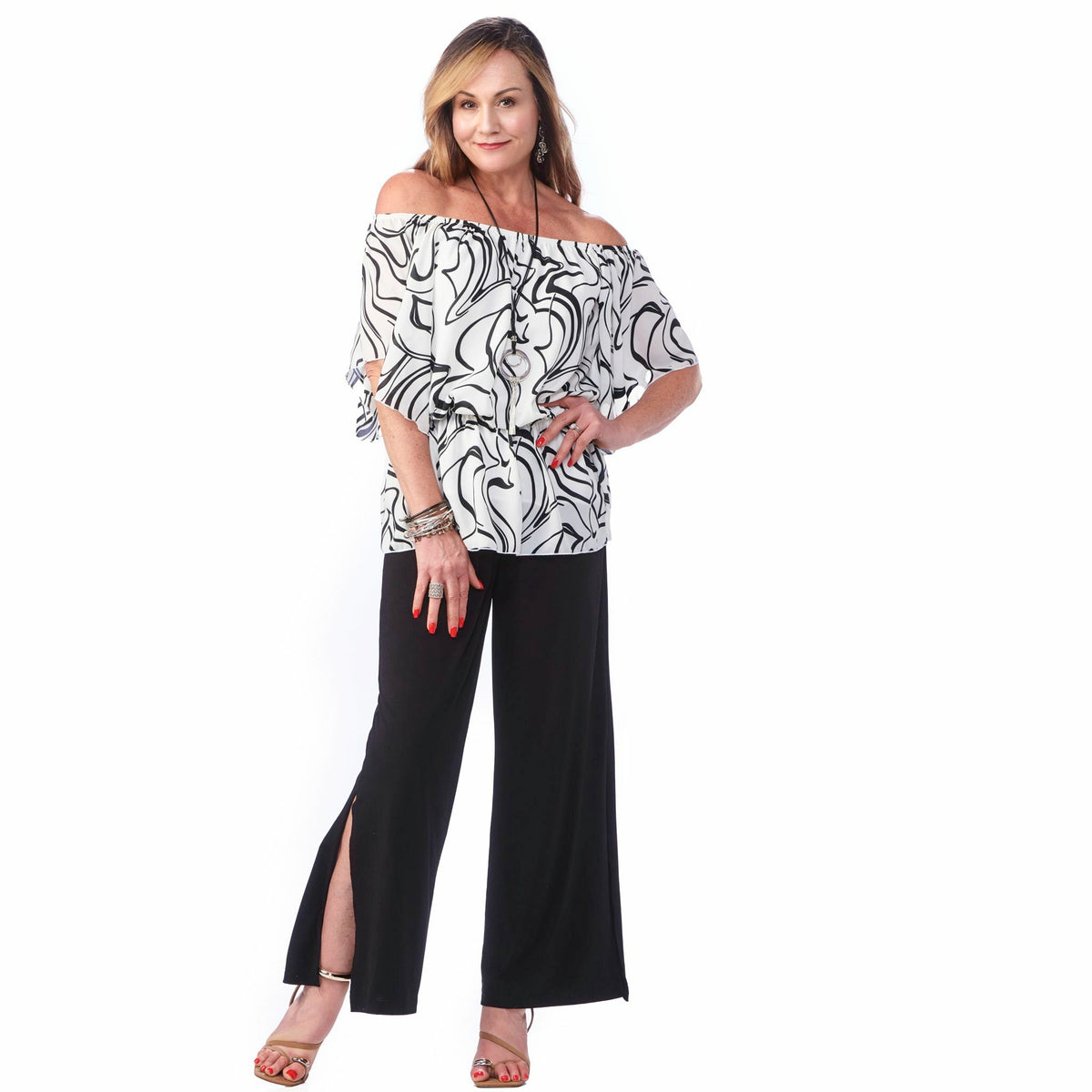 Chiffon Lined Peasant Top