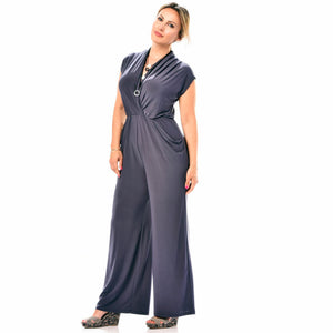 Pocketed Surplice Jumpsuit