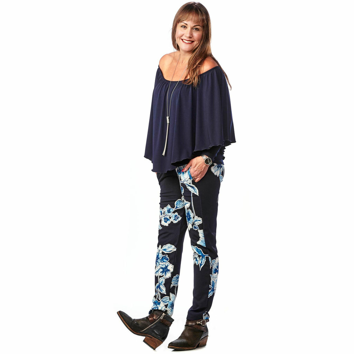 Print Pocketed Fall Trouser