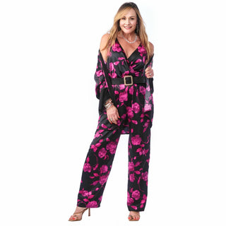 Satin V-Neck Pocketed Jumpsuit