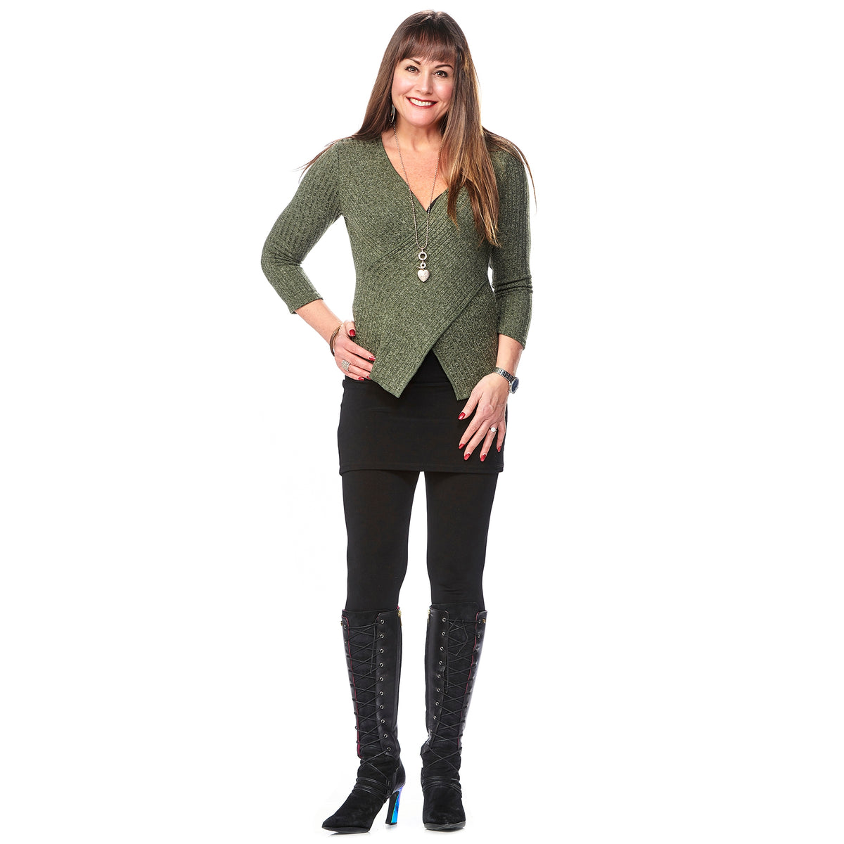 Ribbed Knit Crossover Top
