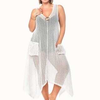 Pocketed Mesh Coverup w/Button