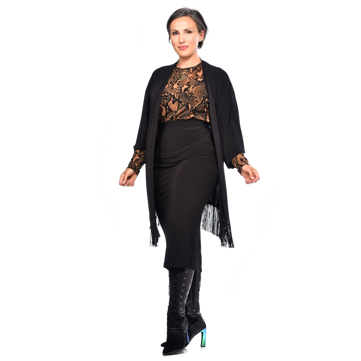 Short Fringe Kimono