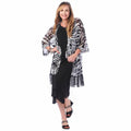 Short Print Fringe Kimono