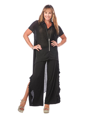 Gauze Shirt Collar Tunic