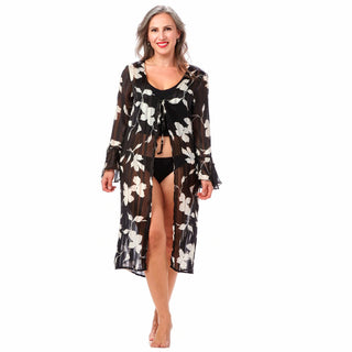 Chiffon Ruffle Sleeve Kimono