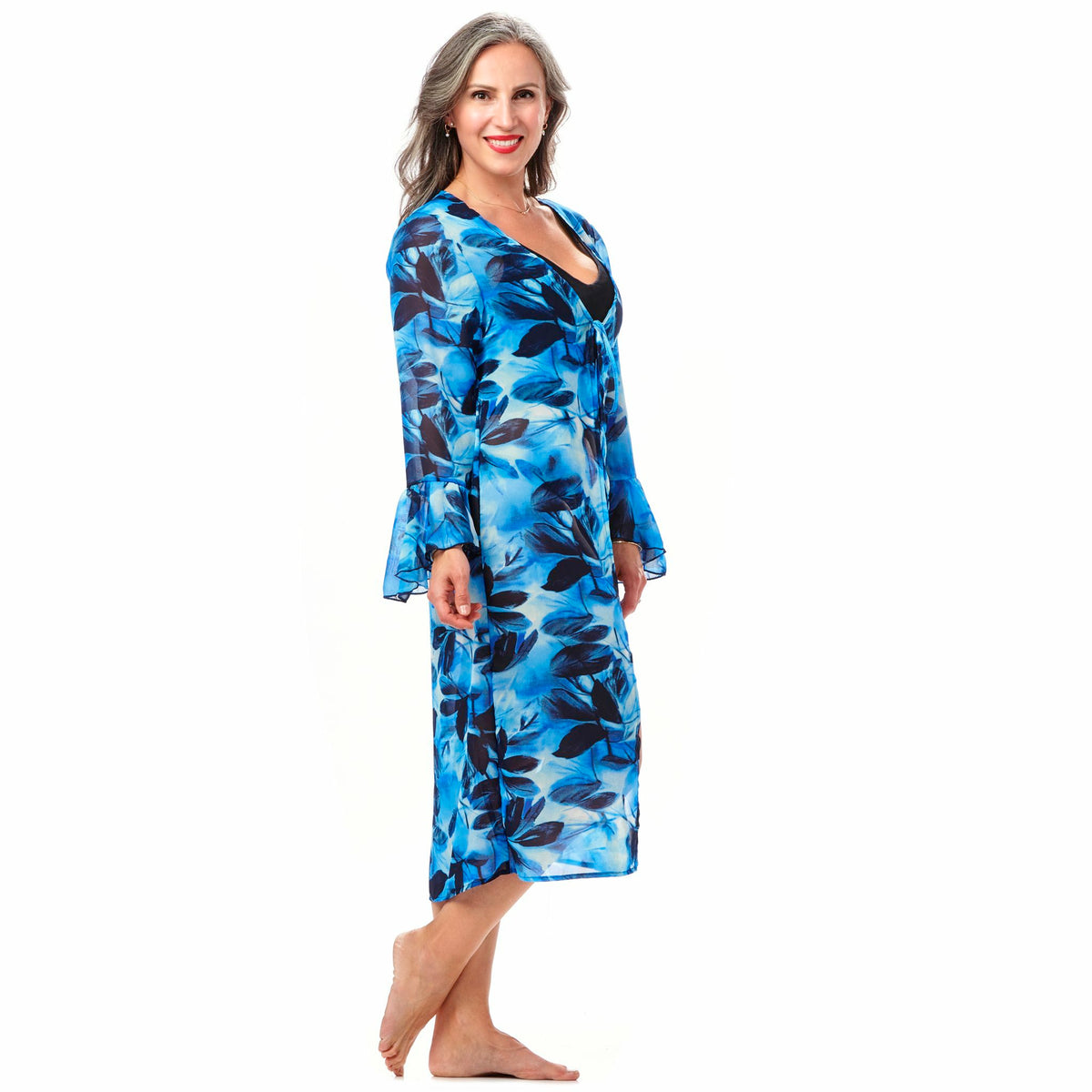 Chiffon Ruffle Sleeve Kimono