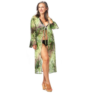 Chiffon Ruffle Sleeve Kimono
