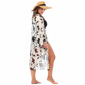 Chiffon Ruffle Sleeve Kimono