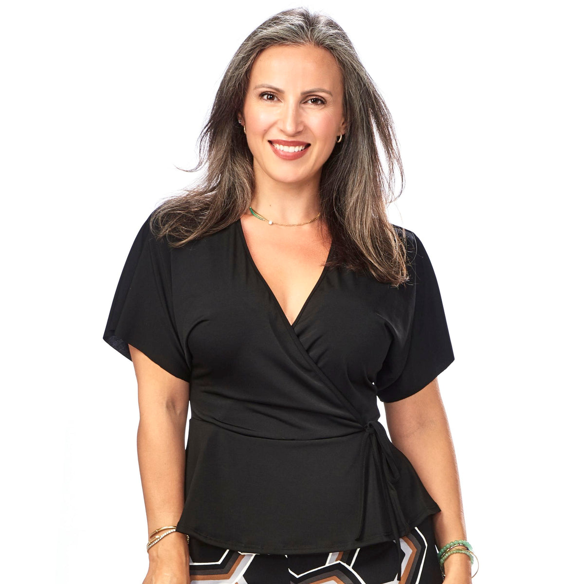 Cap-Sleeved Crossover Top