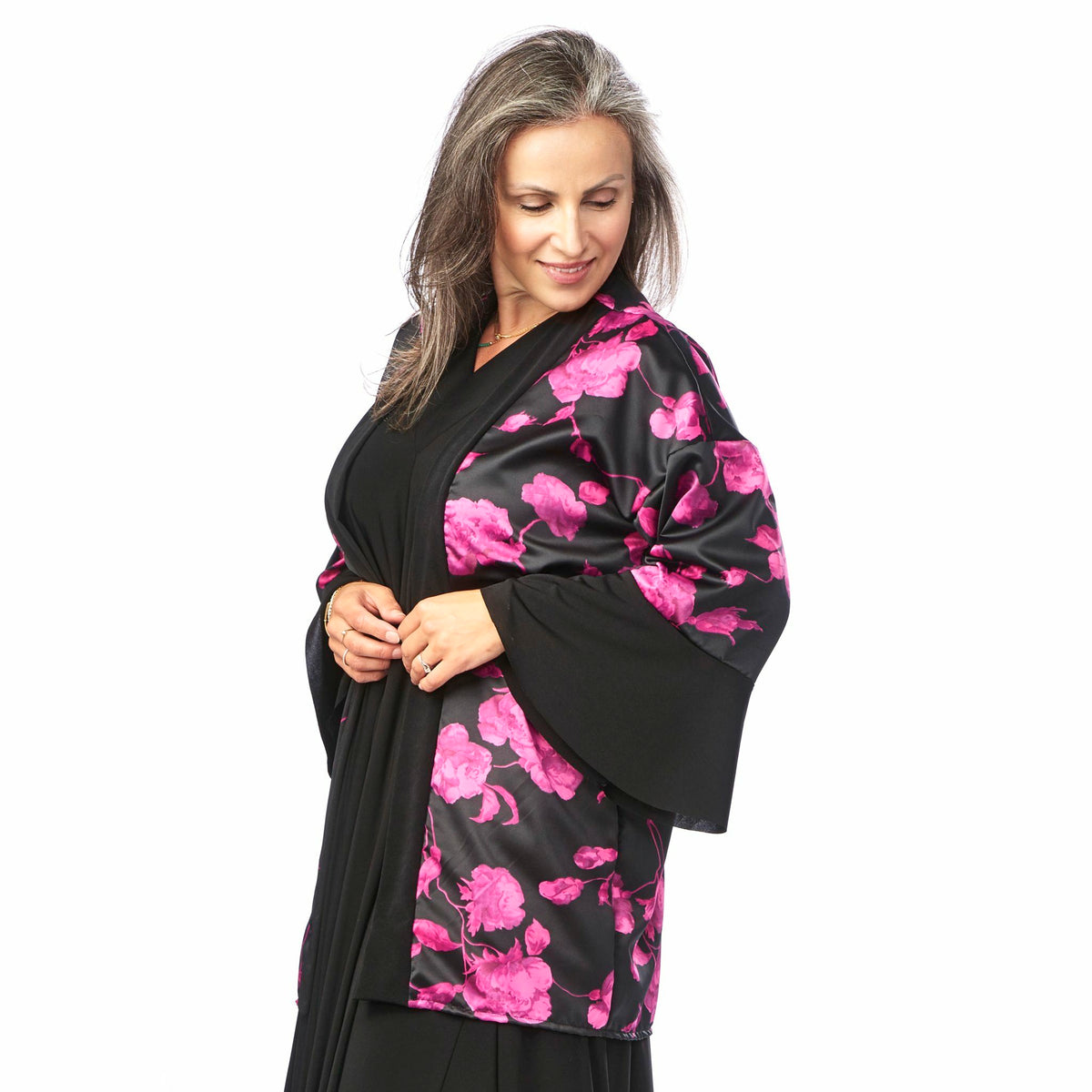 Satin Ruffled Sleeve Kimono