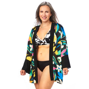 Satin Ruffled Sleeve Kimono