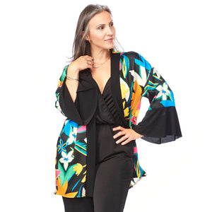 Satin Ruffled Sleeve Kimono