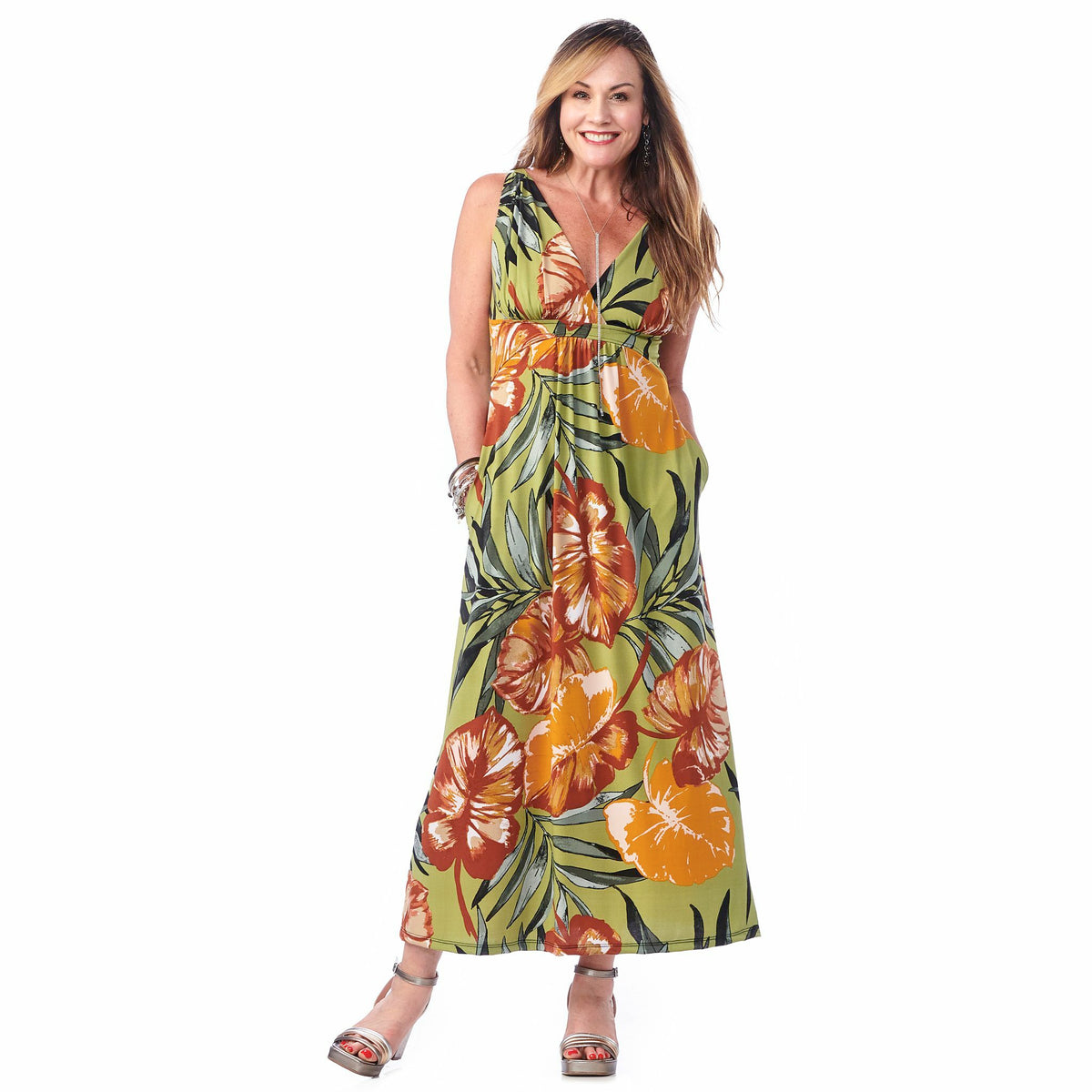 Pocketed Maxi Empire Dress