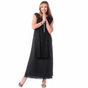 Gauze Long Pocketed Layered Dress